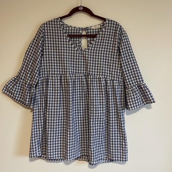 Classic Checkered Long Sleeve Blouse - Picture 1 of 10